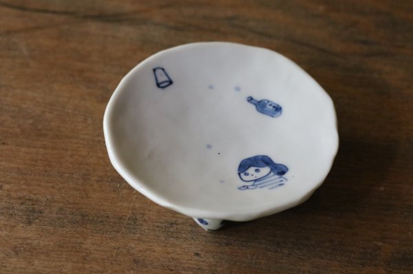 画像1: Rachel Omelet　染付豆皿 (1)