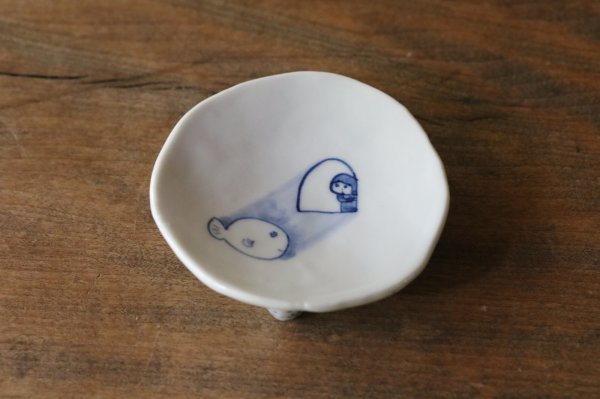 画像1: Rachel Omelet　染付豆皿 (1)